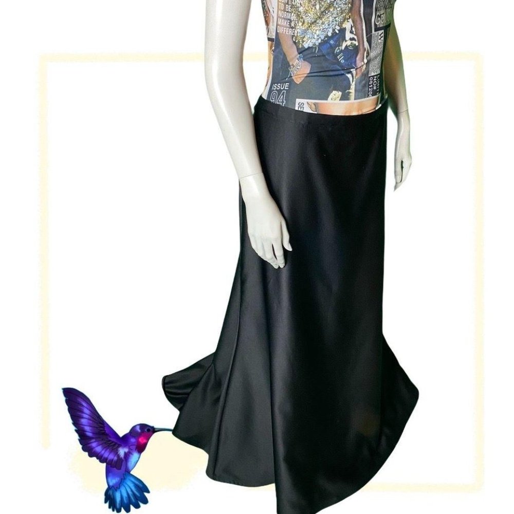 Black Long Satin skirt. Heavy quality Size 14